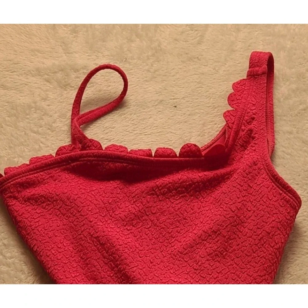 Art Class Girls Pink One Shoulder Scallop Cut Out One Piece Swimsuit L 10/12